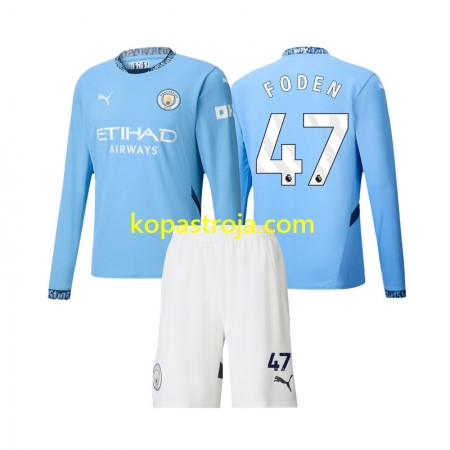 Billiga Fotbollströjor Manchester City Phil Foden 47 Barn Hemma tröja 2024/25 Långärmad